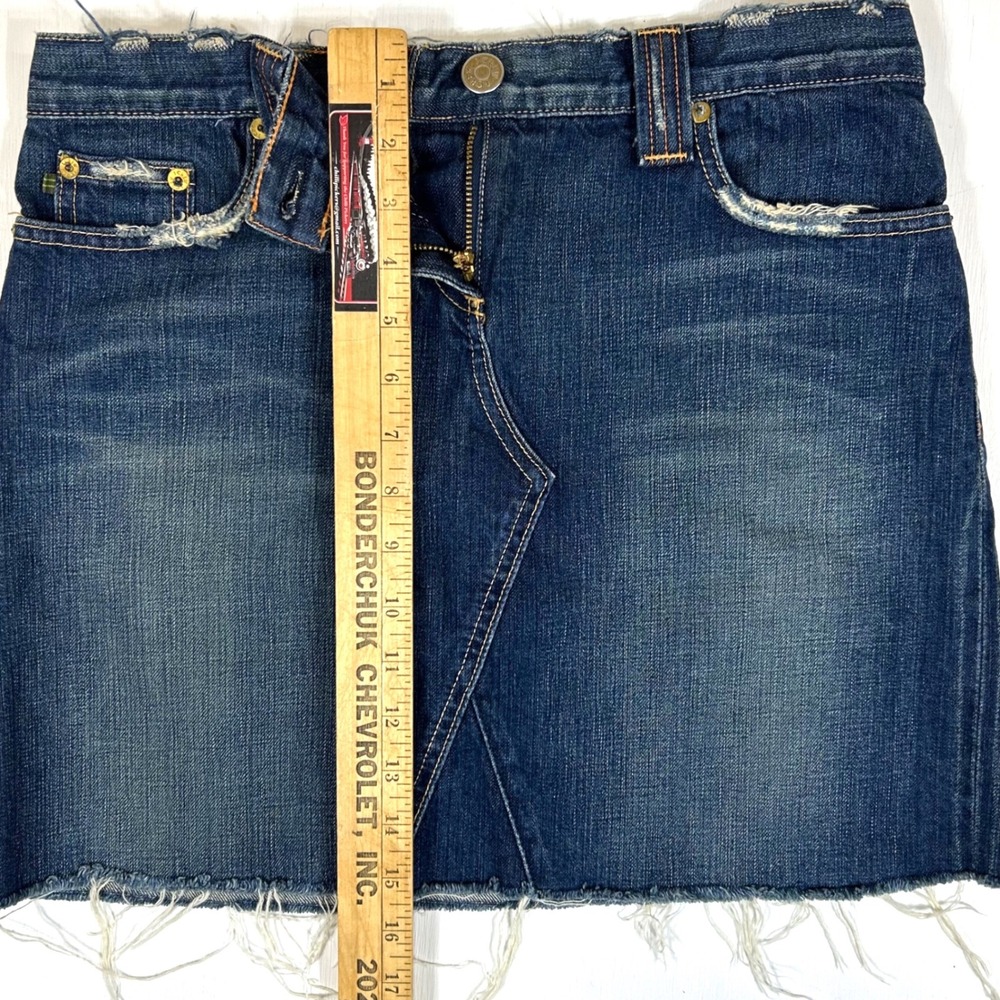 J.Crew Distressed Denim Mini Skirt Dark Wash Raw Hem 71902 Womens Size27 - Picture 7 of 8
